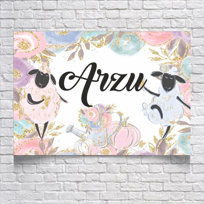 Sevimli Koyunlar Temalı Doğum Günü Afişi 70X100 cm