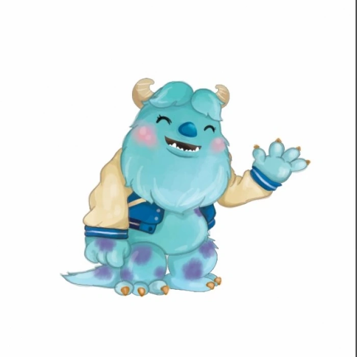 Sevimli Mavi Canavar Karakter Duvar Stickerı