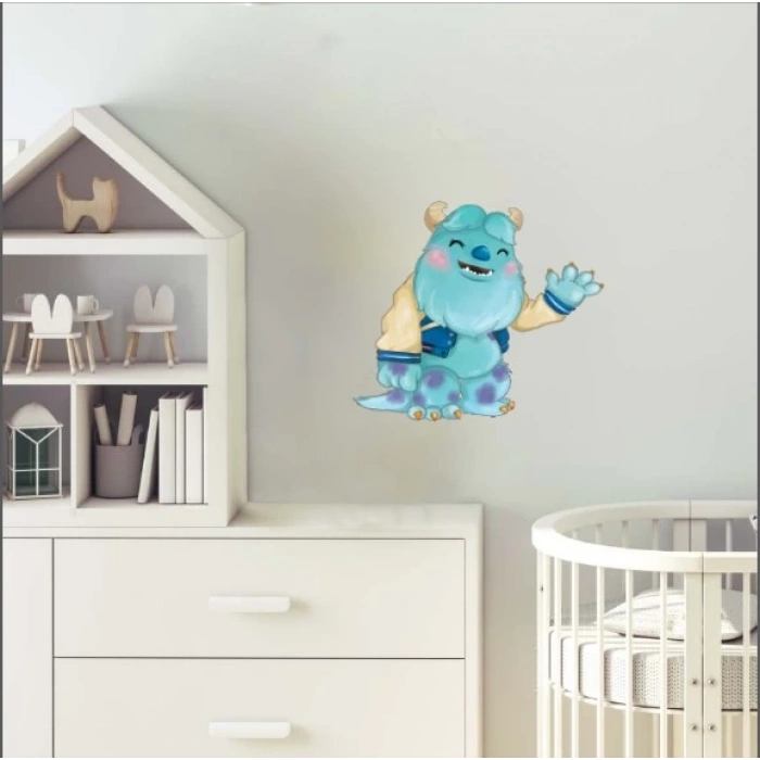 Sevimli Mavi Canavar Karakter Duvar Stickerı