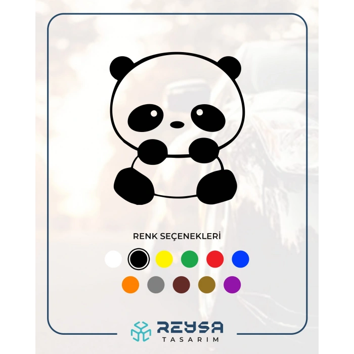 Sevimli Panda Araba Sticker 17x17 Cm Siyah