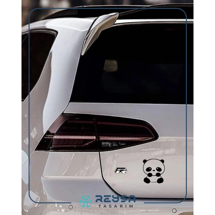 Sevimli Panda Araba Sticker 17x17 Cm Siyah