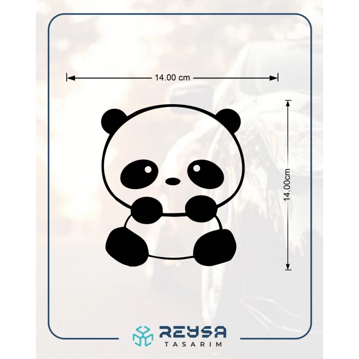 Sevimli Panda Araba Sticker 17x17 Cm Siyah
