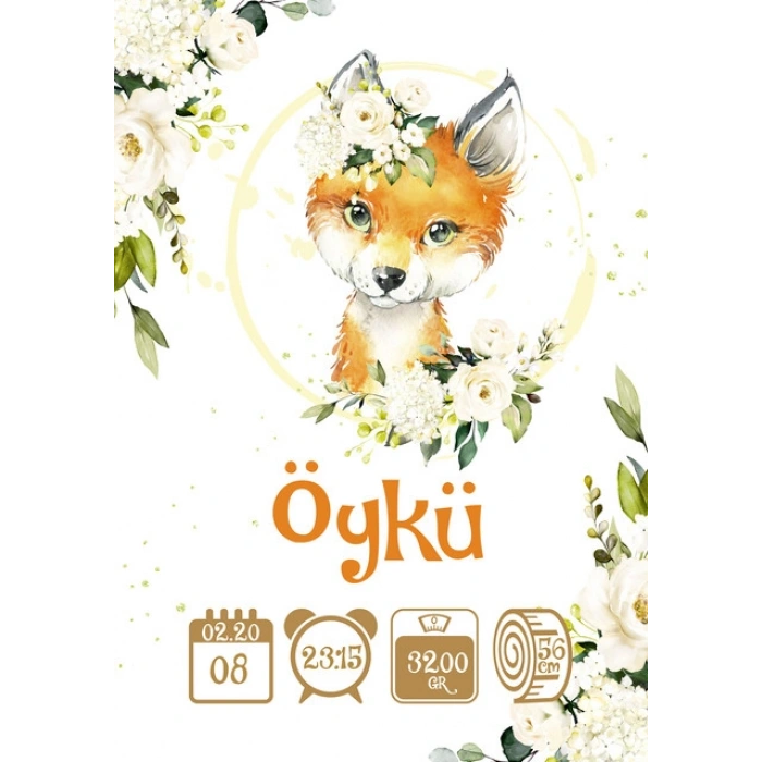 Sevimli Tilki Temalı Yaş Panosu