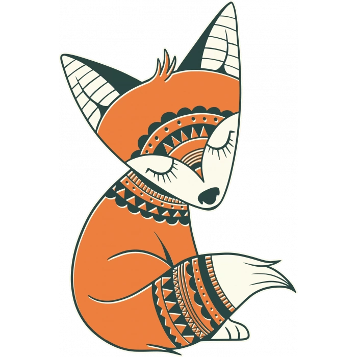 Sevimli Tilki Sticker 10x10 cmRenkli Sticker