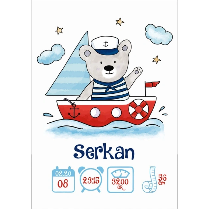 Kaptan Ayıcık Temalı Yaş Panosu