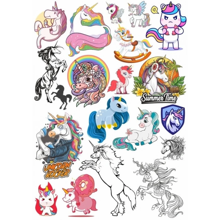 Sevimli Unicorn Sticker Set 20 Parça Telefon, Tablet, Defter, Laptop Sticker