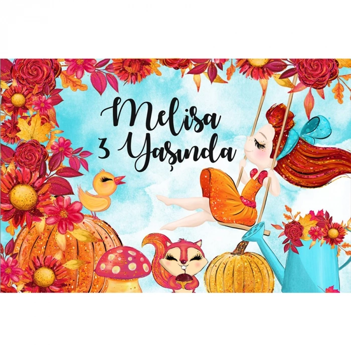 Salıncakta Sallanan Kız Temalı Doğum Günü Afişi 70X100 cm