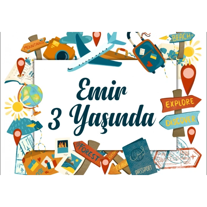 Seyahat Temalı Doğum Günü Afişi 50X70 cm