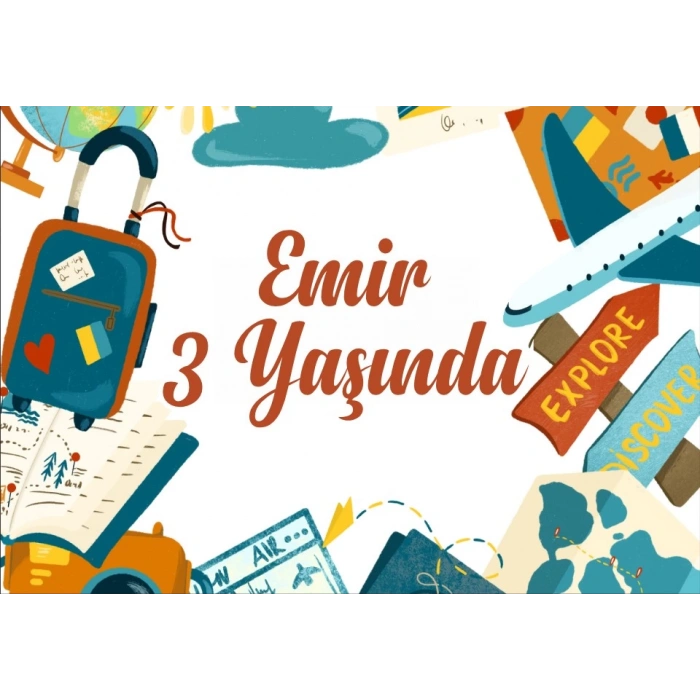 Seyahat Temalı Doğum Günü Afişi -2 50X70 cm