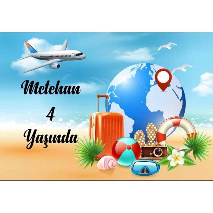 Seyahat Temalı Doğum Günü Afişi 50X70 cm