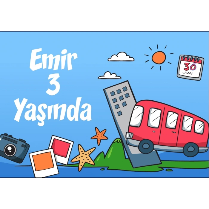 Seyehat Temalı Doğum Günü Afişi 35X50 cm