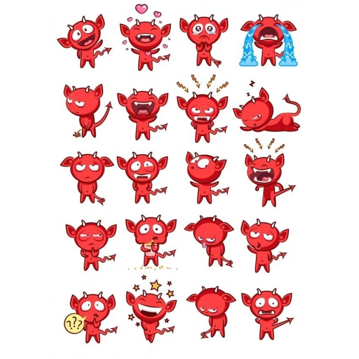 Şeytan Çocuk Sticker Set 20 Parça Telefon, Tablet, Defter, Laptop Sticker