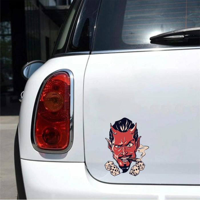 şeytan Sticker 10x10 cmRenkli Sticker
