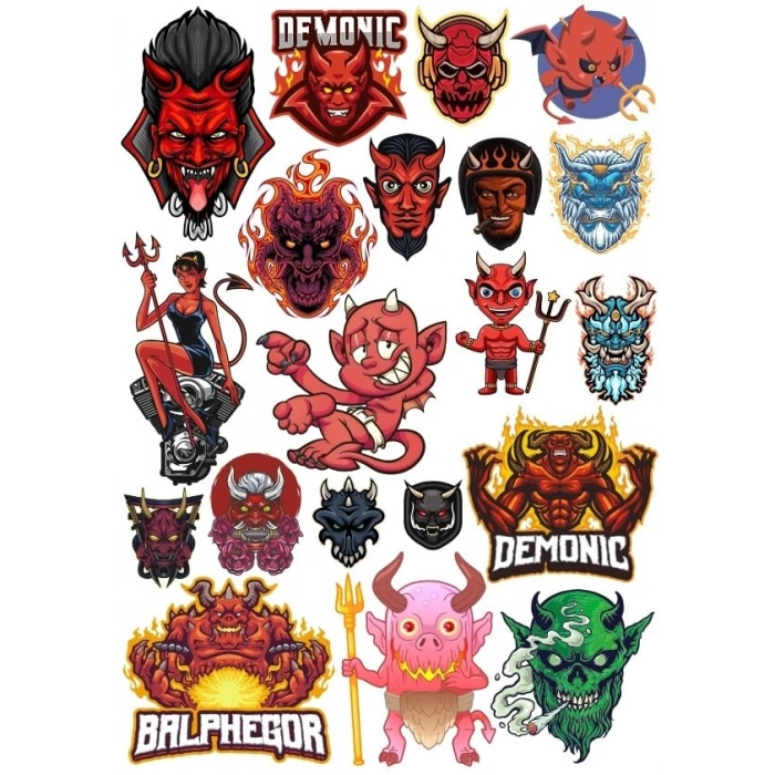 Şeytan Sticker Set 16 16 Parça Telefon, Tablet, Defter, Laptop Sticker