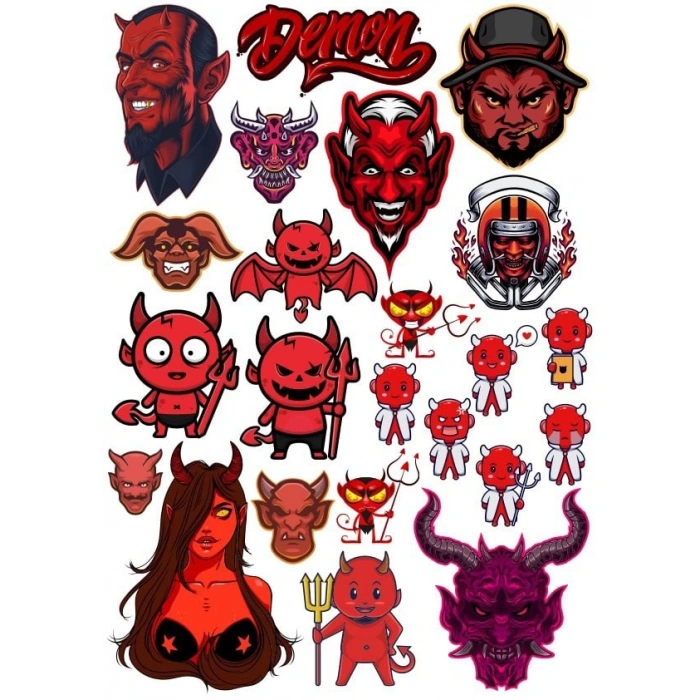 Şeytan Sticker Set 6 17 Parça Telefon, Tablet, Defter, Laptop Sticker