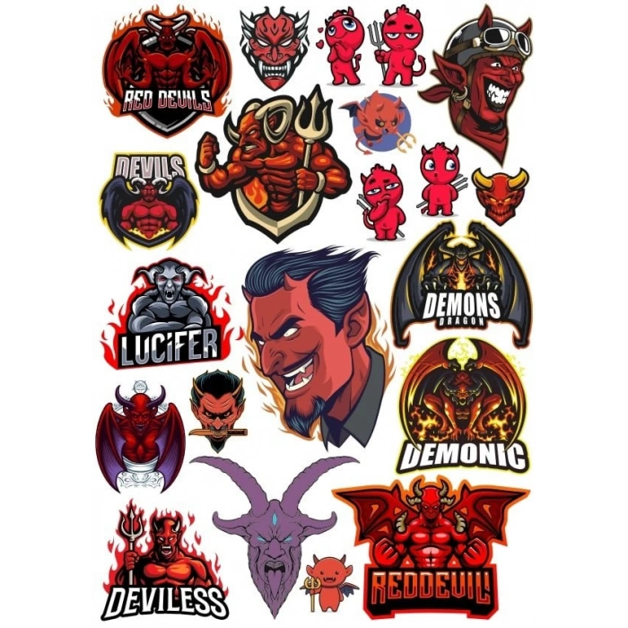 Şeytan Sticker Set 7 20 Parça Telefon, Tablet, Defter, Laptop Sticker