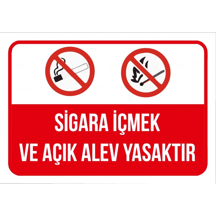 Sigara İçmek ve Açık Alev Yasaktır Sticker 20X28 Cm