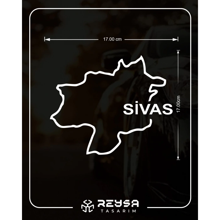 Sivas Harita Araba Sticker 17x17 Cm Beyaz