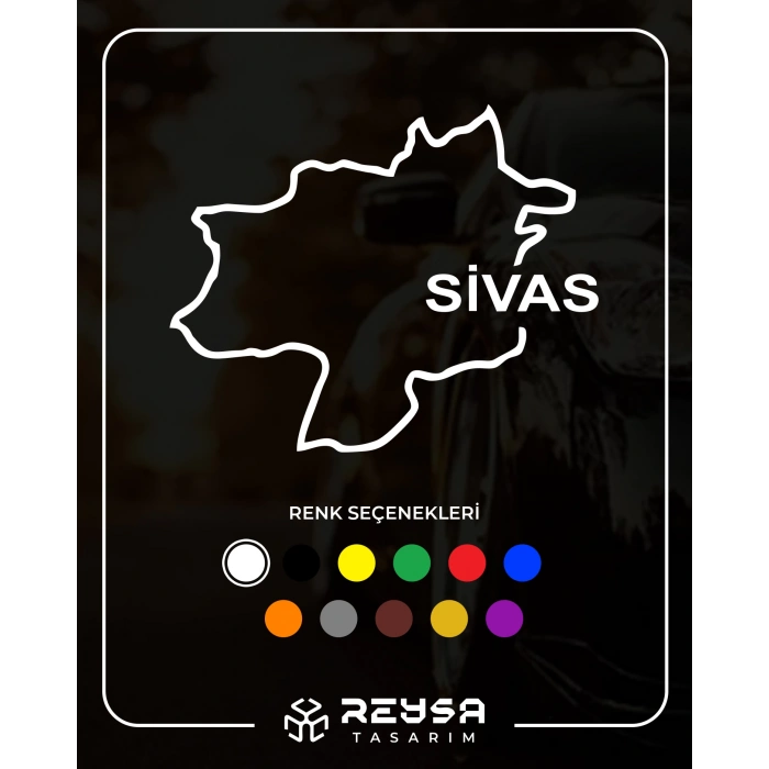 Sivas Harita Araba Sticker 17x17 Cm Beyaz