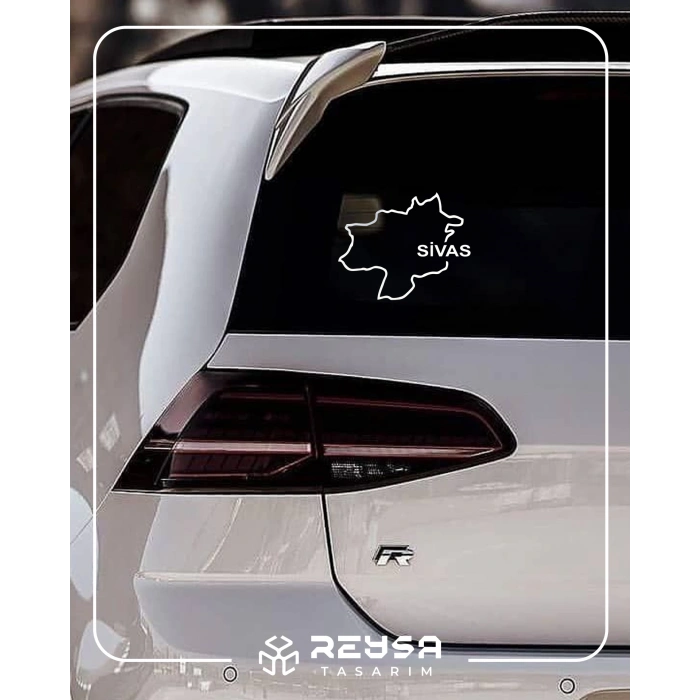Sivas Harita Araba Sticker 17x17 Cm Beyaz