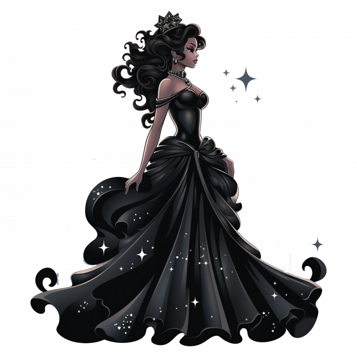 Siyah Elbiseli Prenses Duvar Stickerı