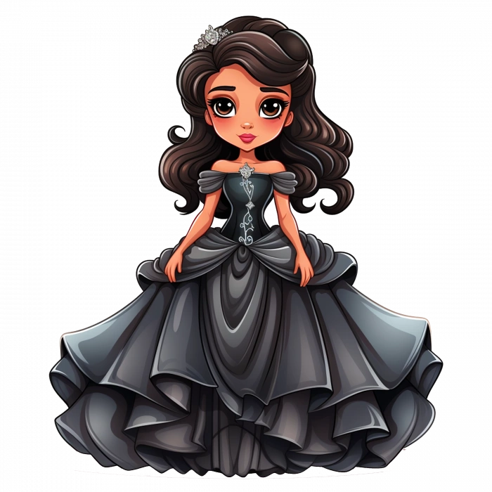 Siyah Elbiseli Sevimli Prenses Duvar Stickerı