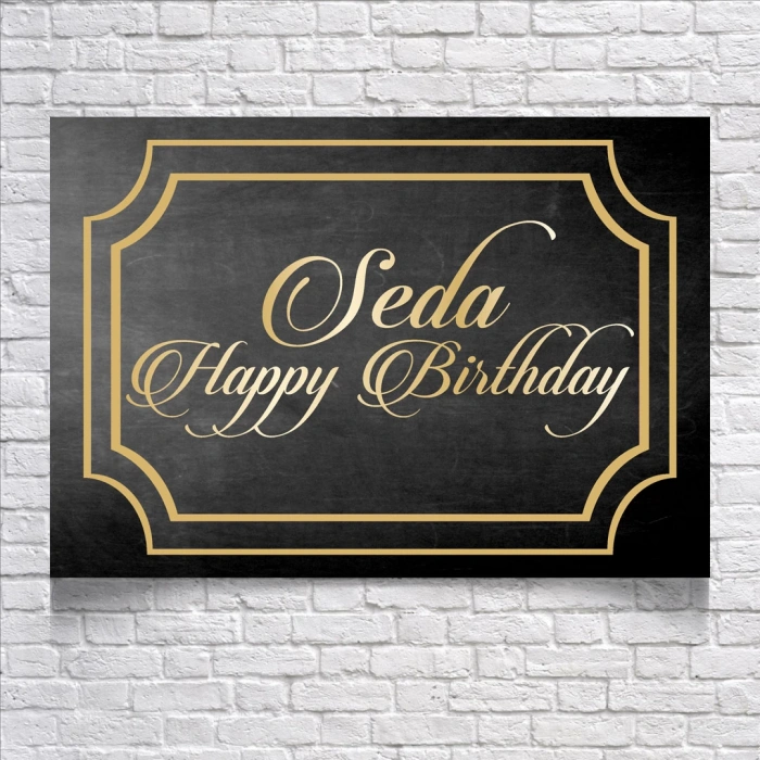 Siyah Gold Çerçeveli Doğum Günü Afişi 100X150 cm