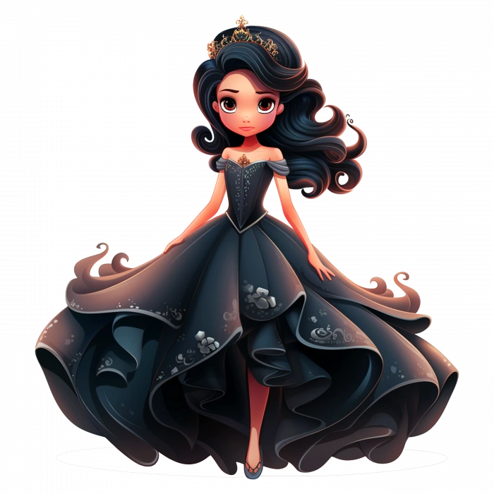 Siyah Simli Elbiseli Prenses Duvar Stickerı