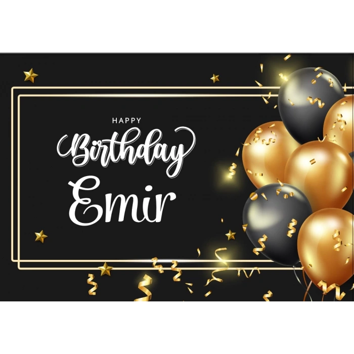 Siyah ve balobnlu doğum günü afişi 35X50 cm