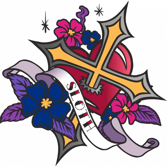 Sloth Haç Sticker 10x10 cmRenkli Sticker