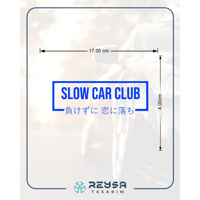 Slow Car Club Araba Sticker 17x17 Cm Mavi