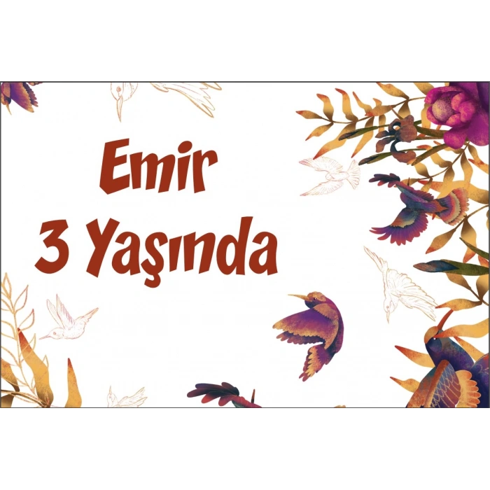 Sonbahar ve Kuşlar Temalı Doğum Günü Afişi 100X150 cm