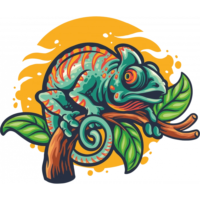 iguana sticker 10x10 cmRenkli Sticker