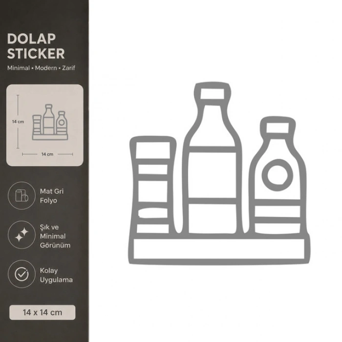 Soslar Mat Gri Dekoratif Folyo Sticker 14x14 cm