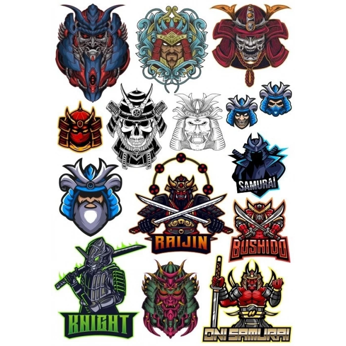 Şövalye ninja samurai Sticker Set 13 Parça Telefon, Tablet, Defter, Laptop Sticker