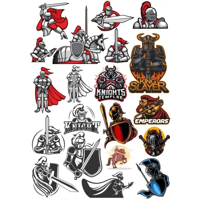 Şövalye Sticker Set 3 16 Parça Telefon, Tablet, Defter, Laptop Sticker