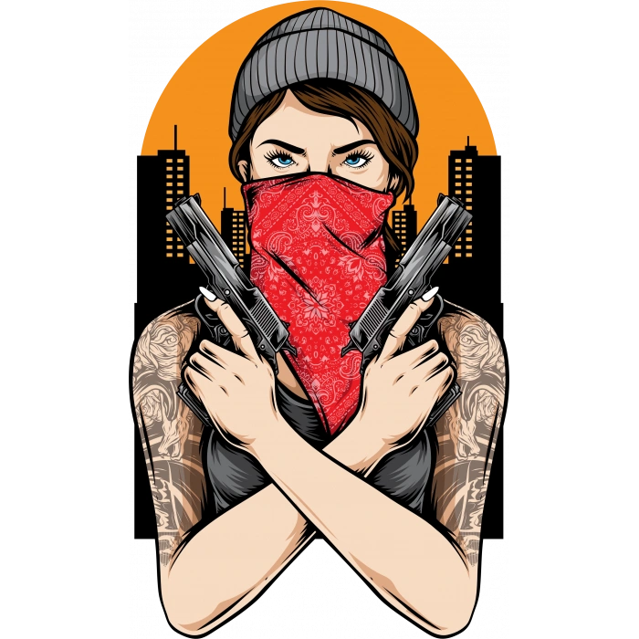 Soyguncu Kad?n Sticker 10x10 cmRenkli Sticker