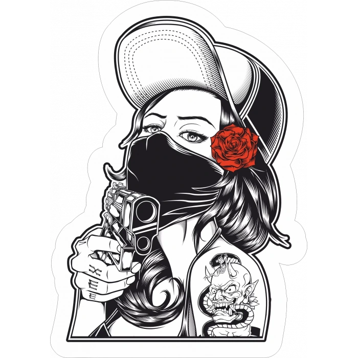 Soyguncu Kad?n Sticker 10x10 cmRenkli Sticker