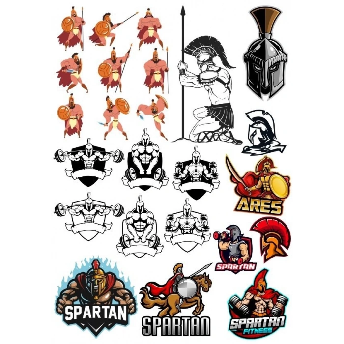 Spartan Savaşçı Sticker Set-2 15 Parça Telefon, Tablet, Defter, Laptop Sticker