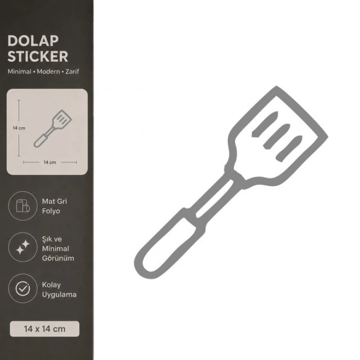 Spatula Mat Gri Dekoratif Folyo Sticker 14x14 cm