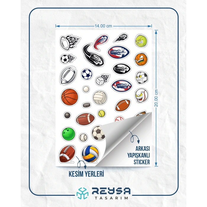 Spor Topları Sticker Set 1 15 Parça Telefon, Tablet, Defter, Laptop Sticker
