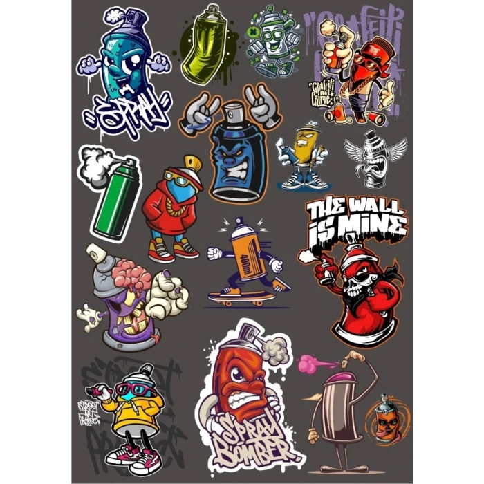 Sprey Sticker Set 2 15 Parça Telefon, Tablet, Defter, Laptop Sticker
