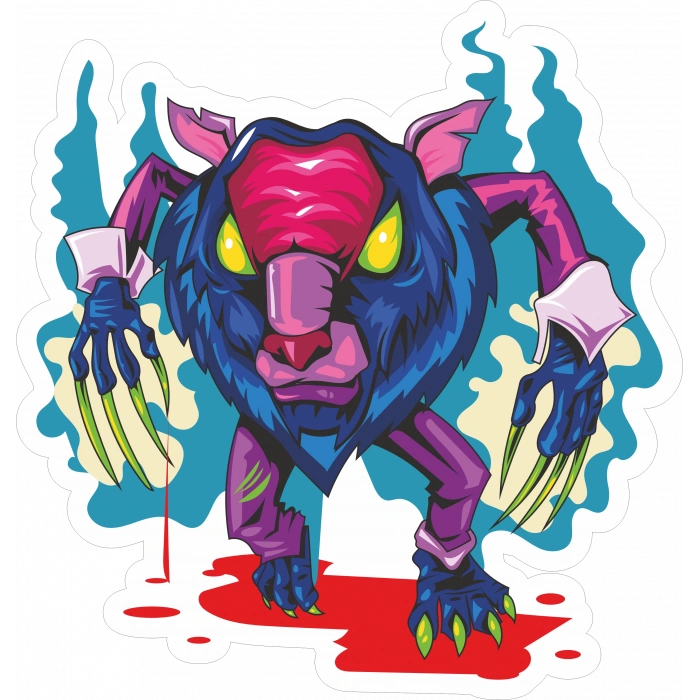 Zombi Domuz Sticker 10x10 cmRenkli Sticker