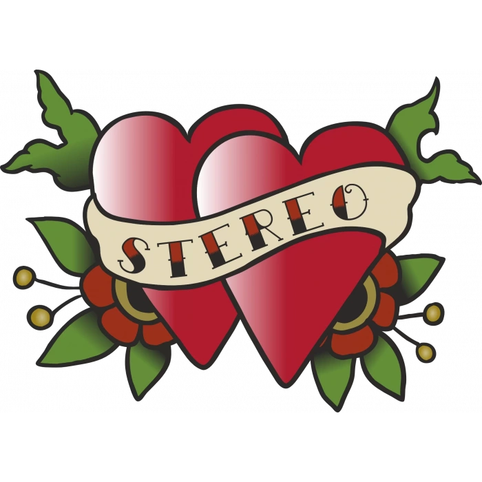 Stereo ve Kalpler Sticker 10x10 cmRenkli Sticker