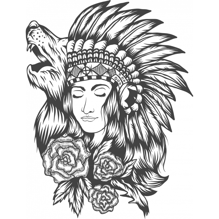 Kızılderili Sticker 10x10 cmRenkli Sticker