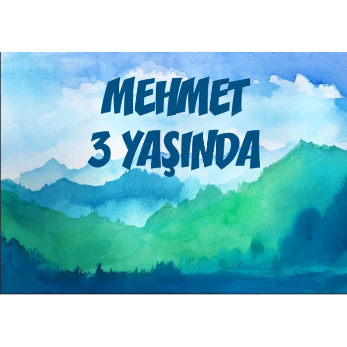 Sulu Boya Dağlar Doğum Günü Afişi 50X70 cm