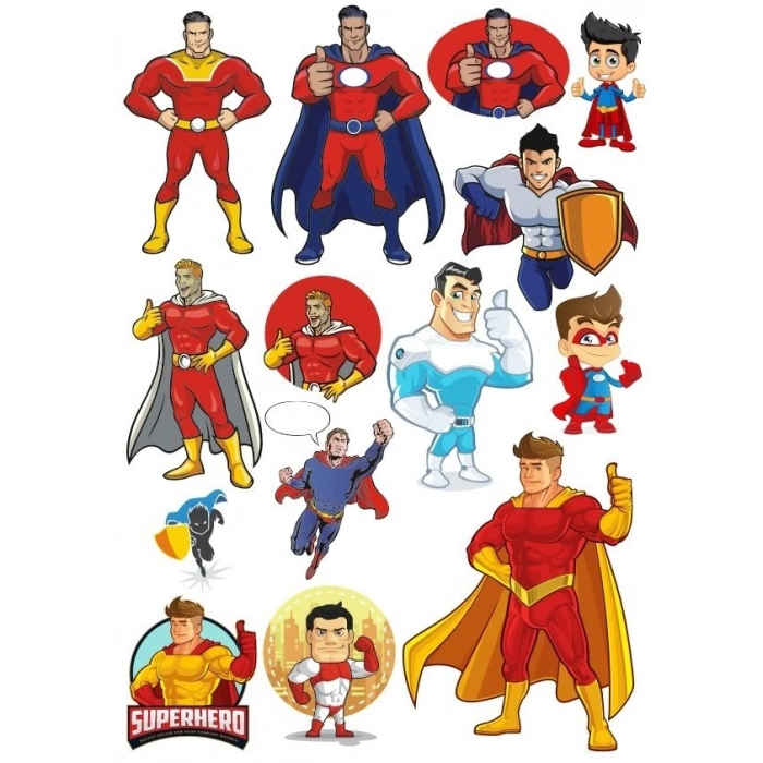 Süper Kahramanlar Sticker Set 14 Parça Telefon, Tablet, Defter, Laptop Sticker