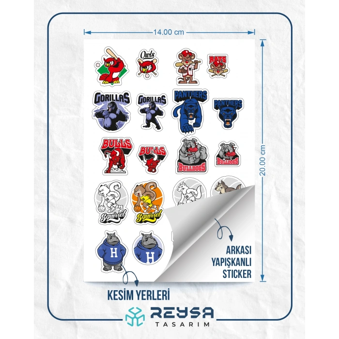 Takım Maskotları Sticker Set-1 20 Parça Telefon, Tablet, Defter, Laptop Sticker
