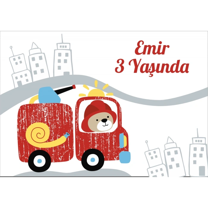 İtfaiye Temalı Doğum Günü Afişi 50X70 cm