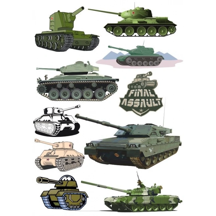 Tank Sticker Set-2 11 Parça Telefon, Tablet, Defter, Laptop Sticker